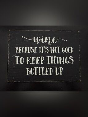 Wine Decorative Wall Plaque - Black with White Lettering